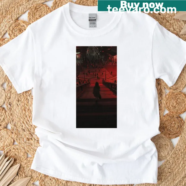 Minimalist T-shirt featuring an illustration of stairs