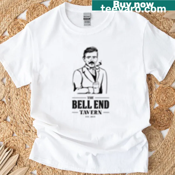 Vintage character design of The Bell End Tavern on a T-shirt