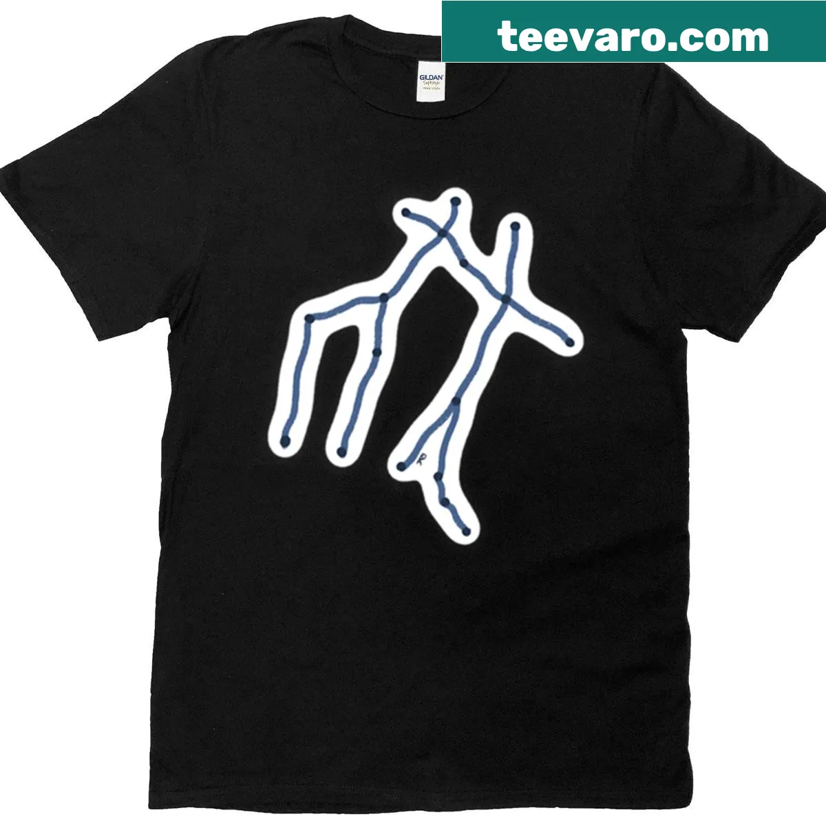 Illustrated t-shirt featuring the Gemini constellation — on a men's t-shirt