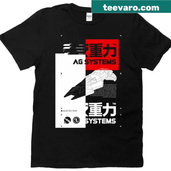 Illustration of Wipeout Feisar racing game on a T-shirt.
