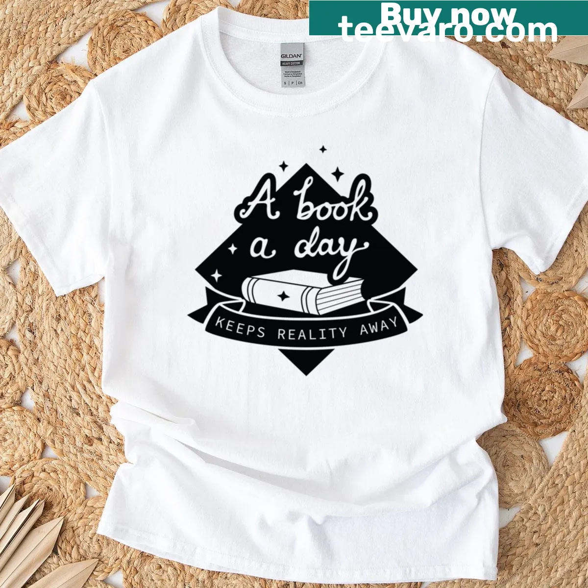 Book lover t-shirt featuring the phrase 'A Book A Day' — on a men's t-shirt
