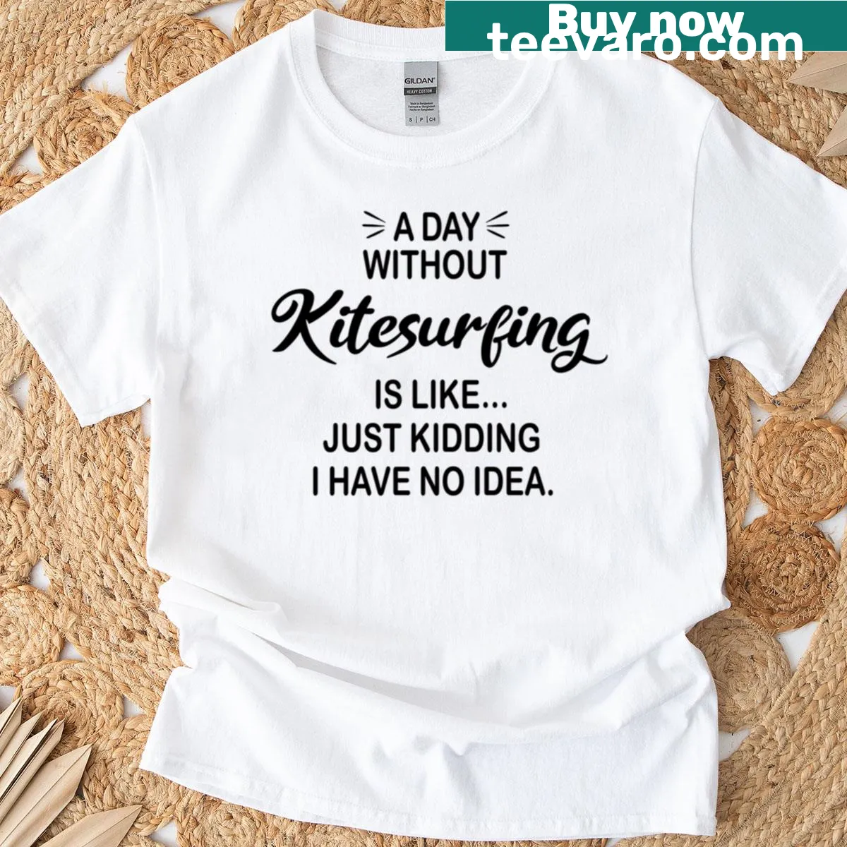 Funny kitesurfing lover T-shirt with humorous text — on a men's t-shirt