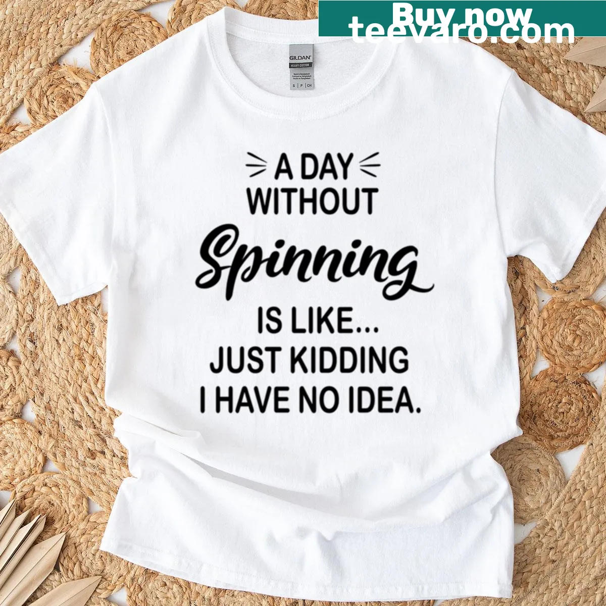 Funny spinning t-shirt with a playful slogan — on a men's t-shirt