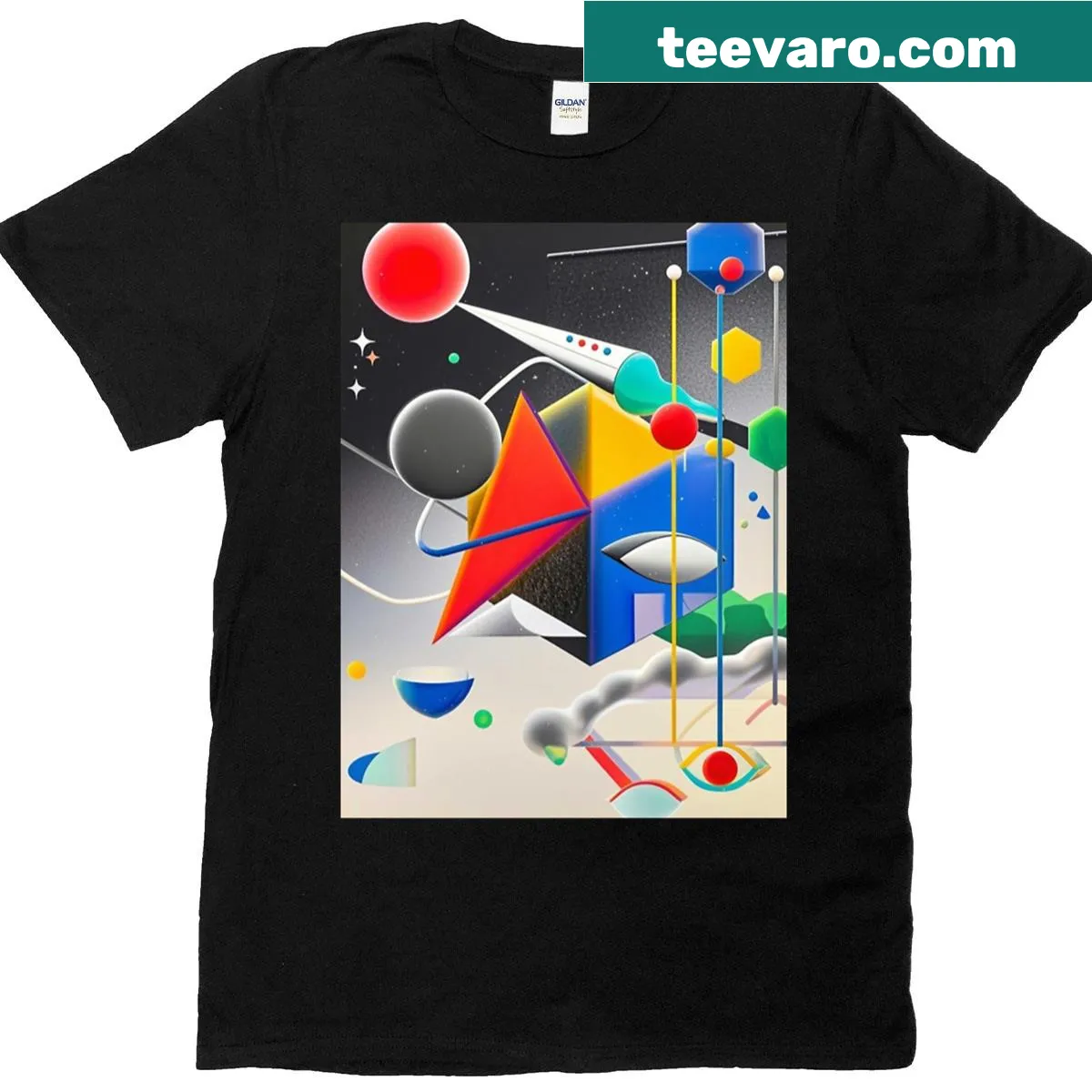 Abstract geometric art shapes T-shirt featuring an intricate design — on a men's t-shirt