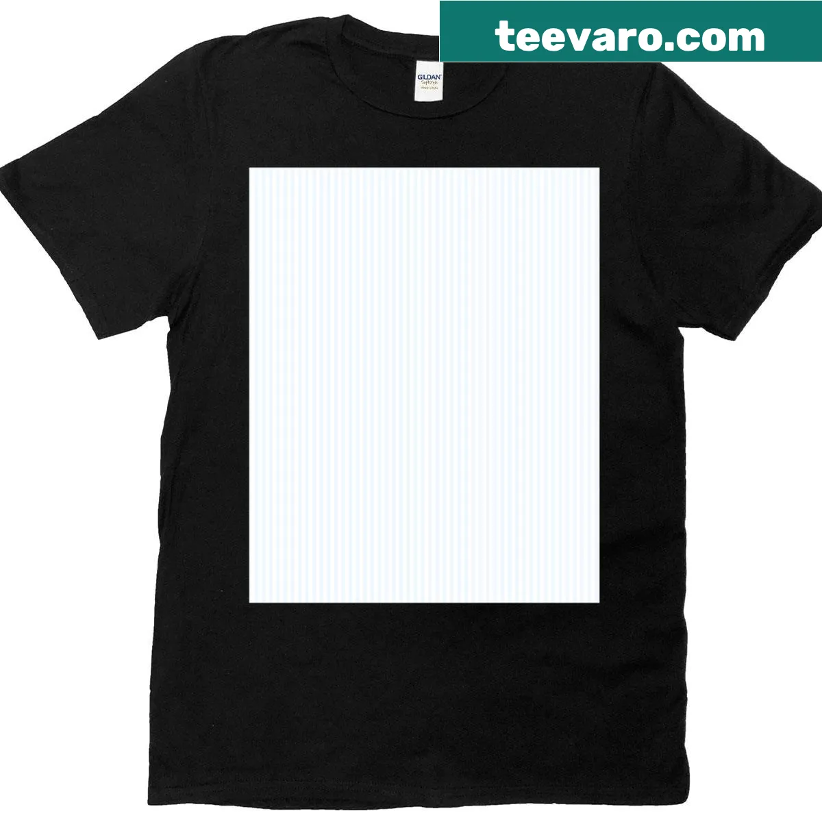 Graphic T-shirt featuring Alice Blue pinstripes and garden elements — on a men's t-shirt