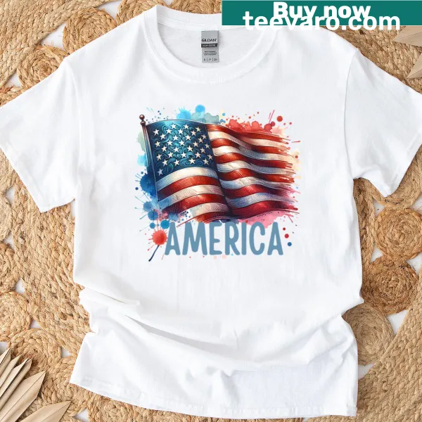 Vintage American flag T-shirt with distressed patriotic design