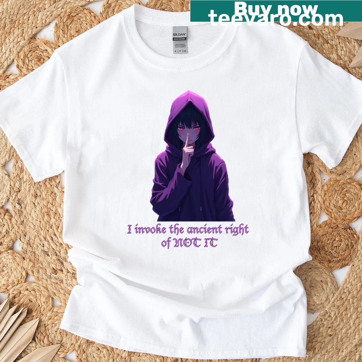 Typographic tee with the phrase 'Ancient Right Of Not It.' — on a men's t-shirt