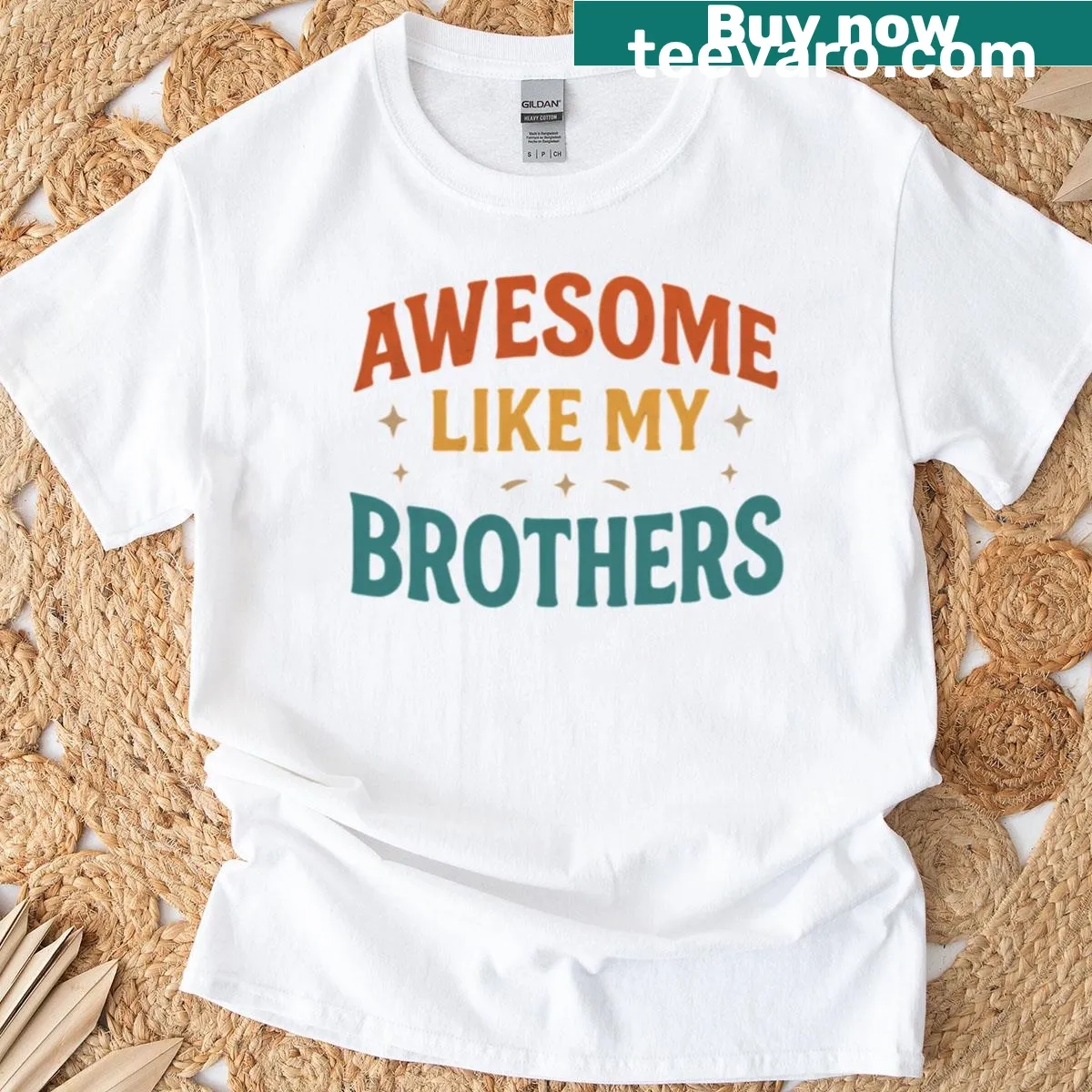 Bold family quote t-shirt saying 'Awesome Like My Brothers' — on a men's t-shirt