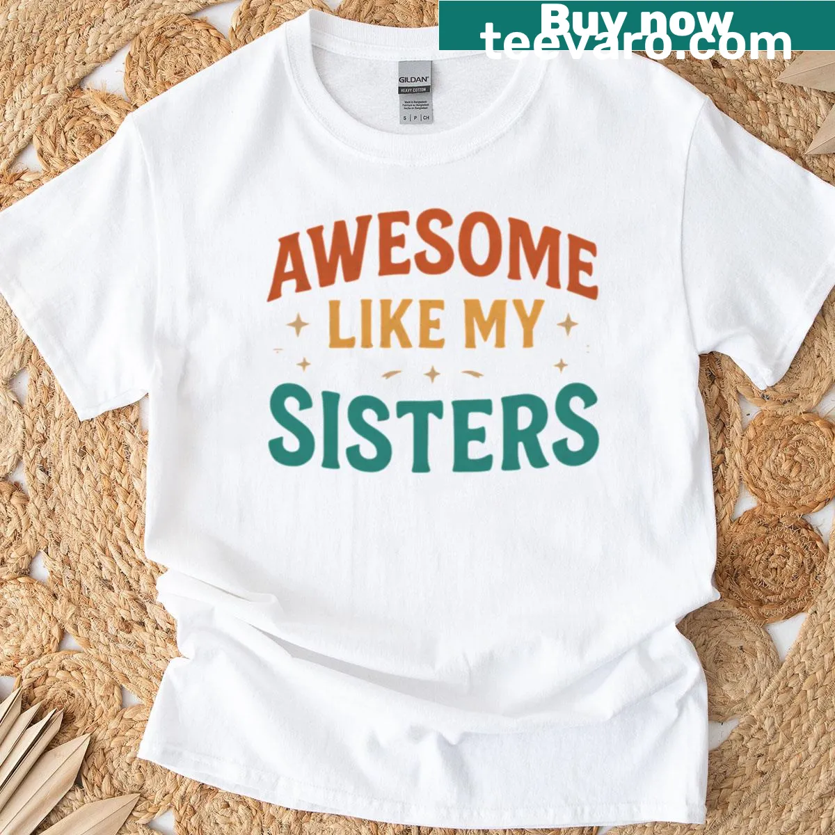 Retro T-shirt with 'Awesome Like My Sisters' family quote — on a men's t-shirt