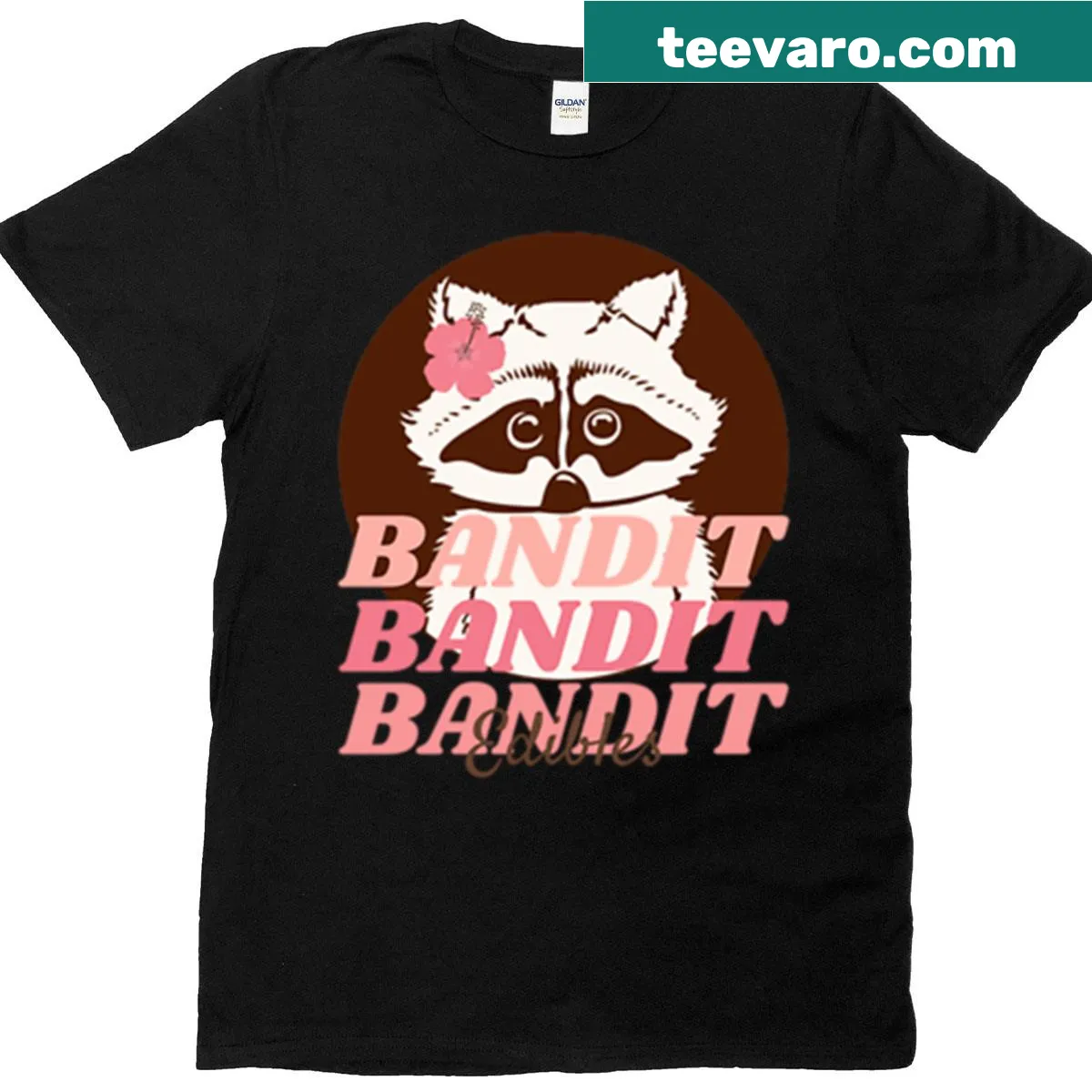 Cute raccoon surfing cartoon logo T-shirt for summer fun — on a men's t-shirt