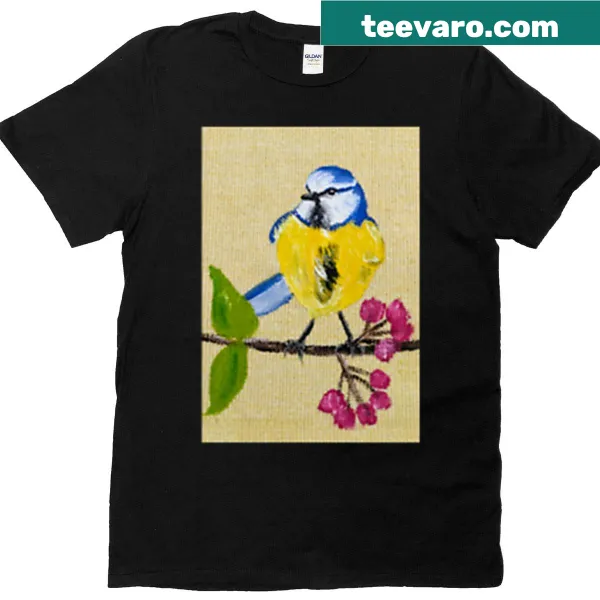 Bird on a twig graphic T-shirt for nature lovers