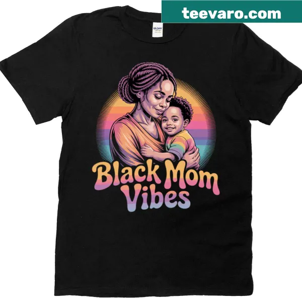 Oversized Black Mom Vibes t-shirt with bold typography