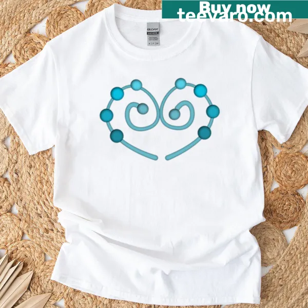 T-shirt featuring minimalist design with blue and green hearts