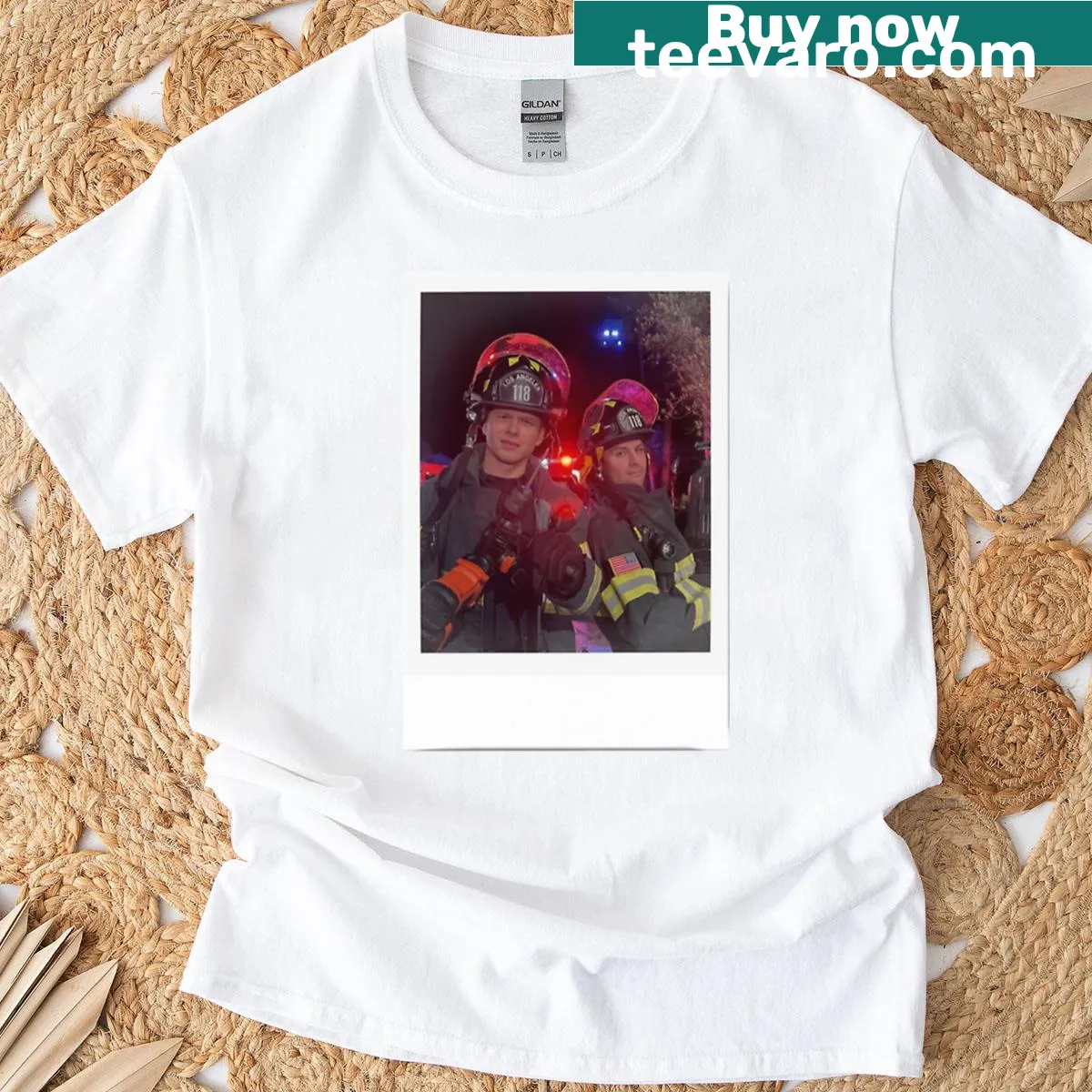 Polaroid design featuring Buck and Eddie on a T-shirt — on a men's t-shirt
