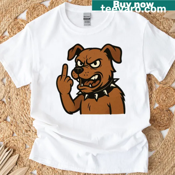 Oversized t-shirt with a funny cartoon design of a lively dog