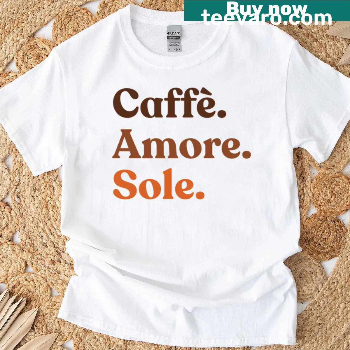 Vintage-style graphic celebrating coffee love on a t-shirt — on a men's t-shirt