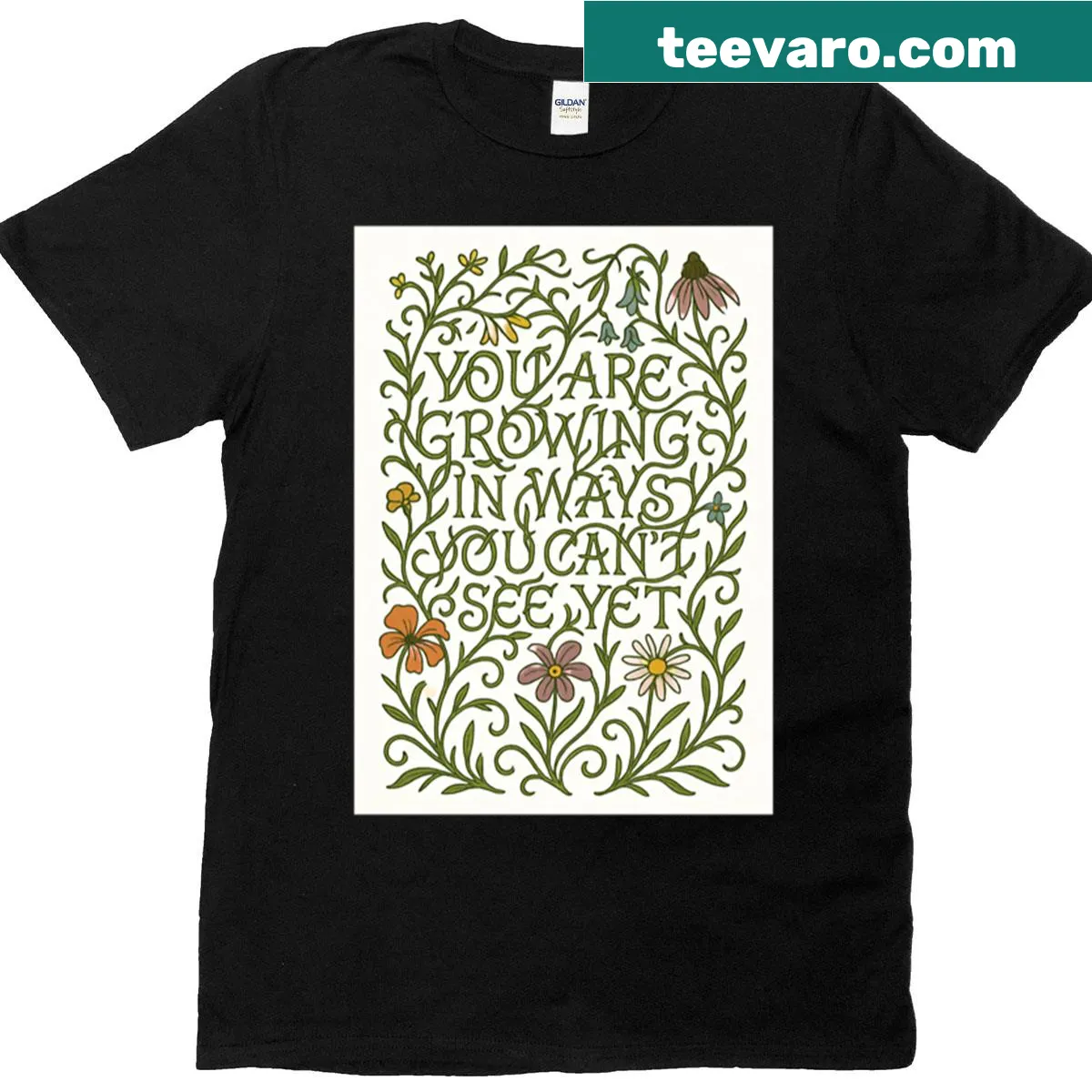 Inspirational message about growth on a casual T-shirt — on a men's t-shirt