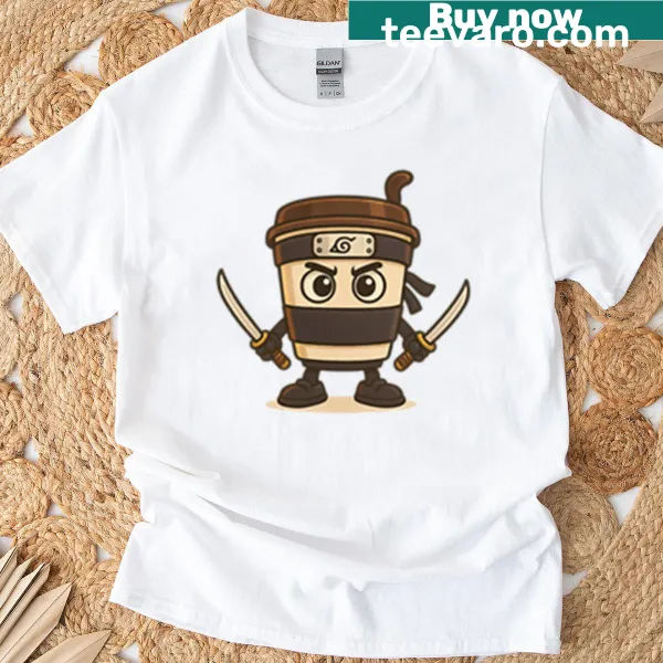Funny cappuccino graphic on a cartoon-style t-shirt