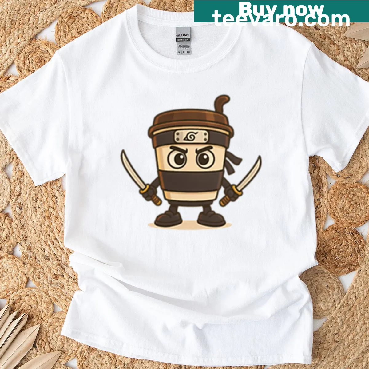 Funny cappuccino graphic on a cartoon-style t-shirt — on a men's t-shirt