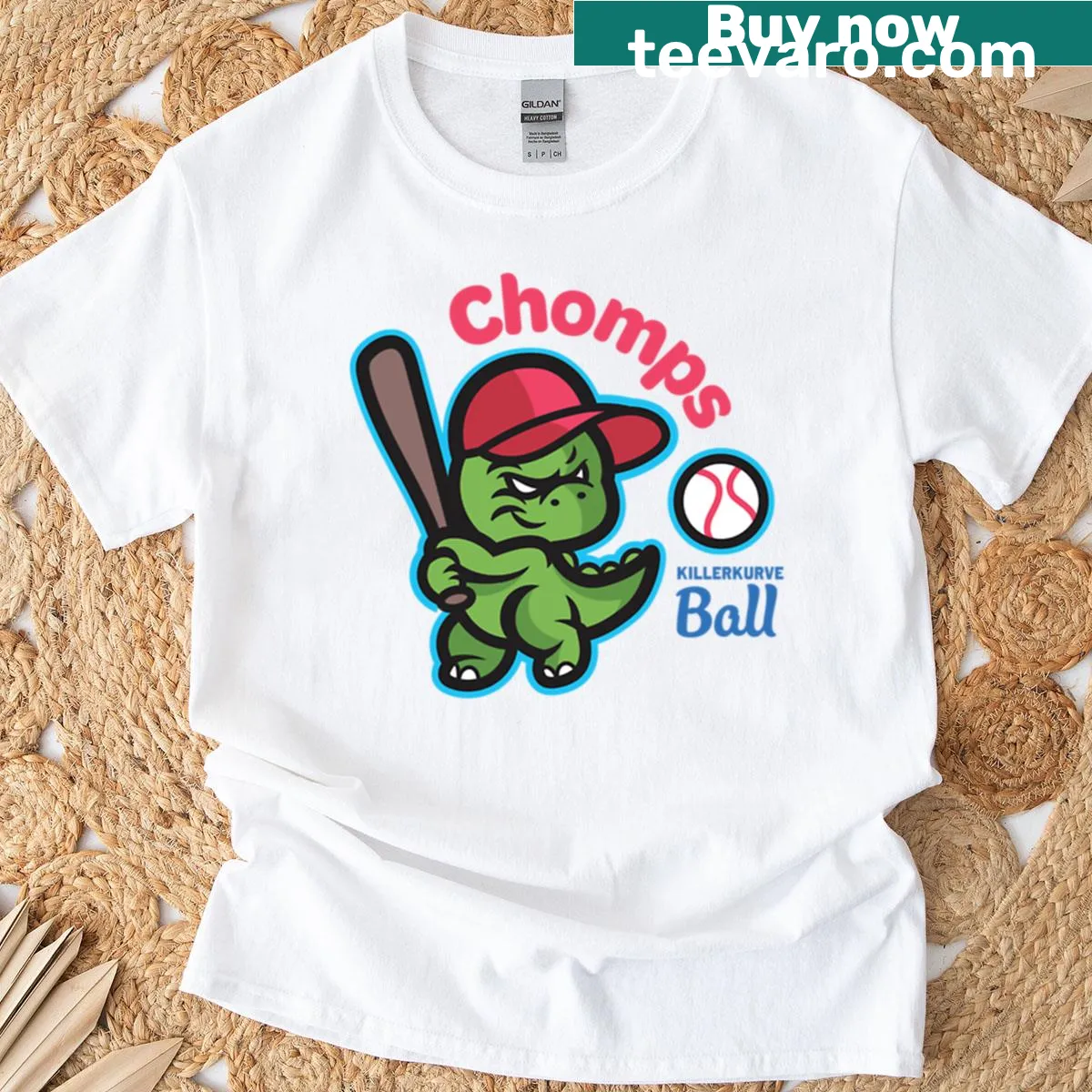 Playful chomping jaws graphic on a fun t-shirt — on a men's t-shirt