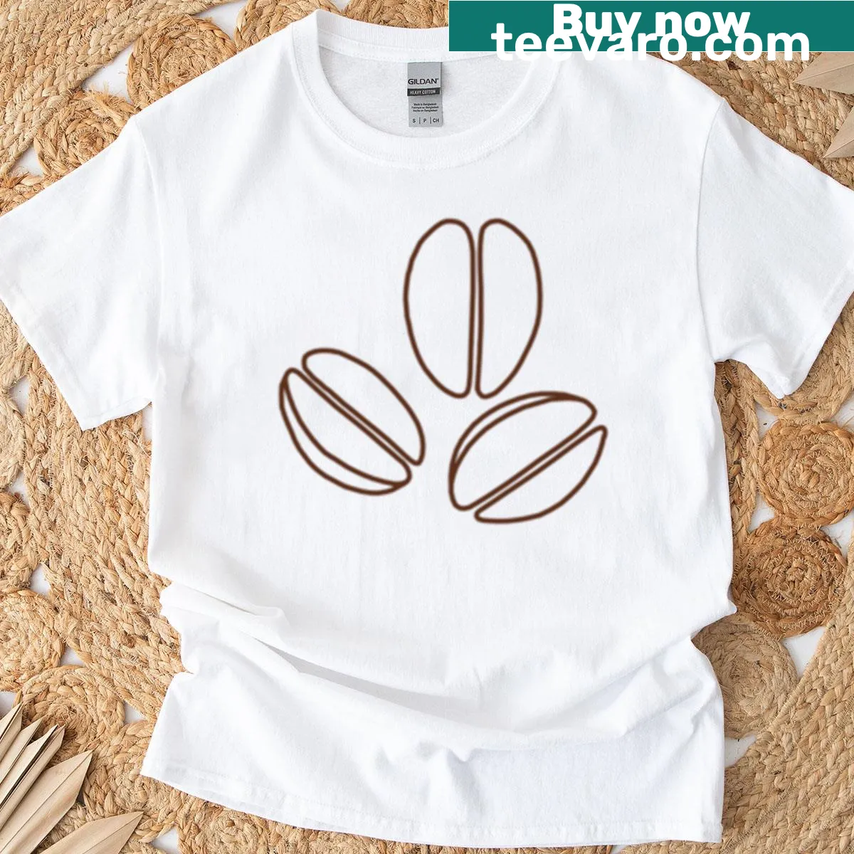 Simple coffee bean graphic on an elegant t-shirt — on a men's t-shirt