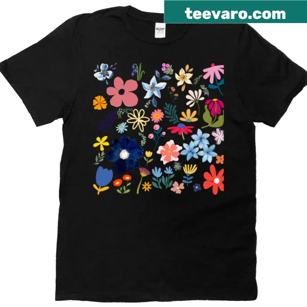 Floral graphic T-shirt featuring colorful flowers and nature-inspired design.