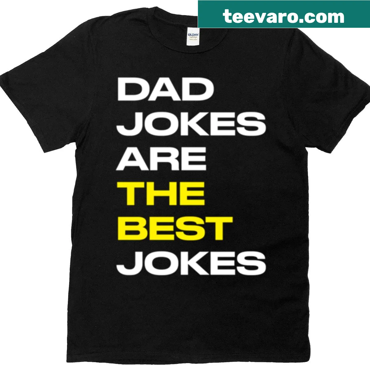 Modern graphic T-shirt with a dad joke saying. — on a men's t-shirt