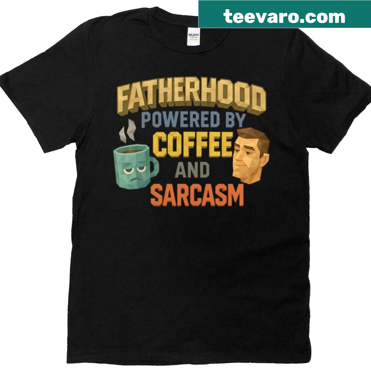 Premium dad life t-shirt with coffee and sarcasm graphic — on a men's t-shirt