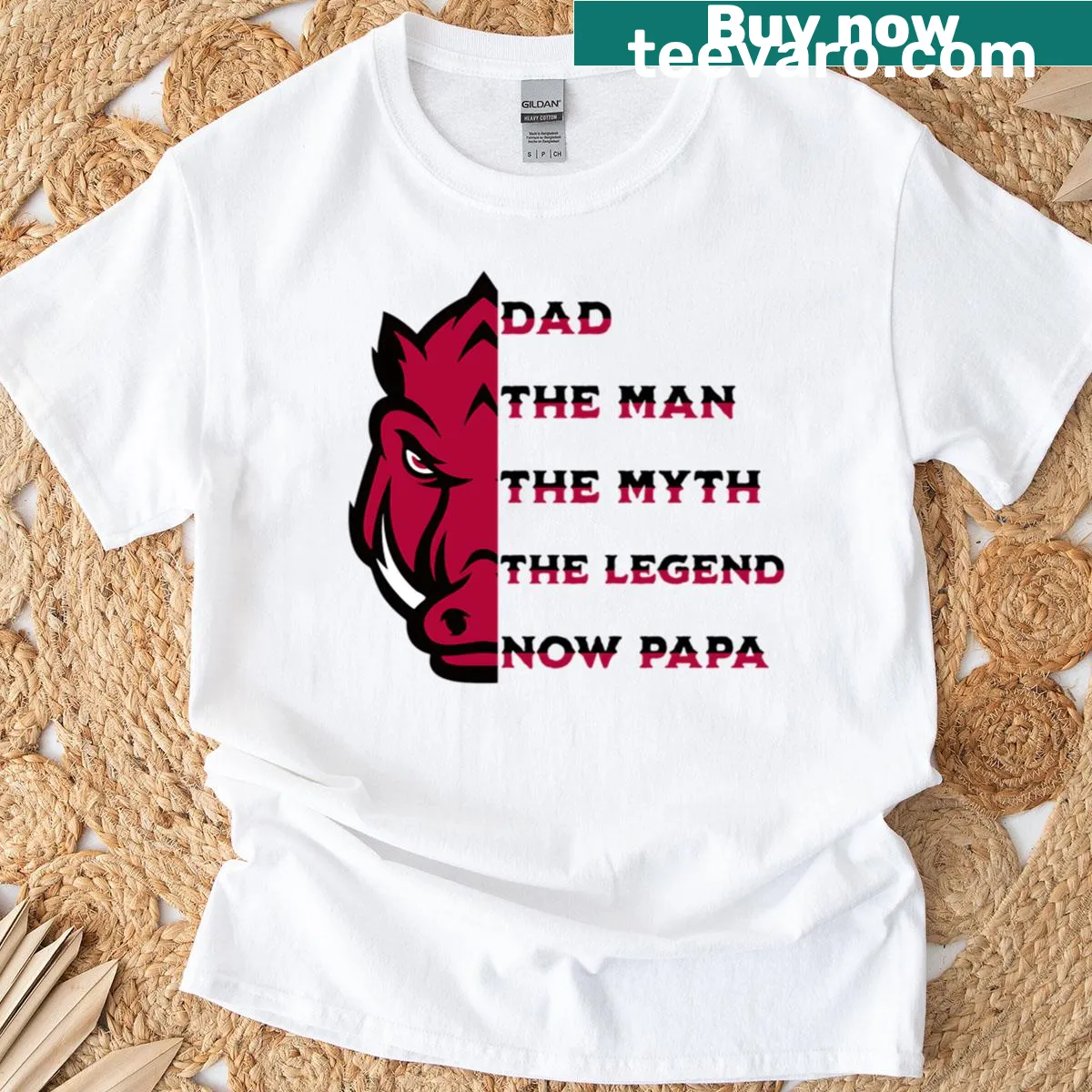 Humorous Dad The Man The Myth t-shirt with bold typography — on a men's t-shirt