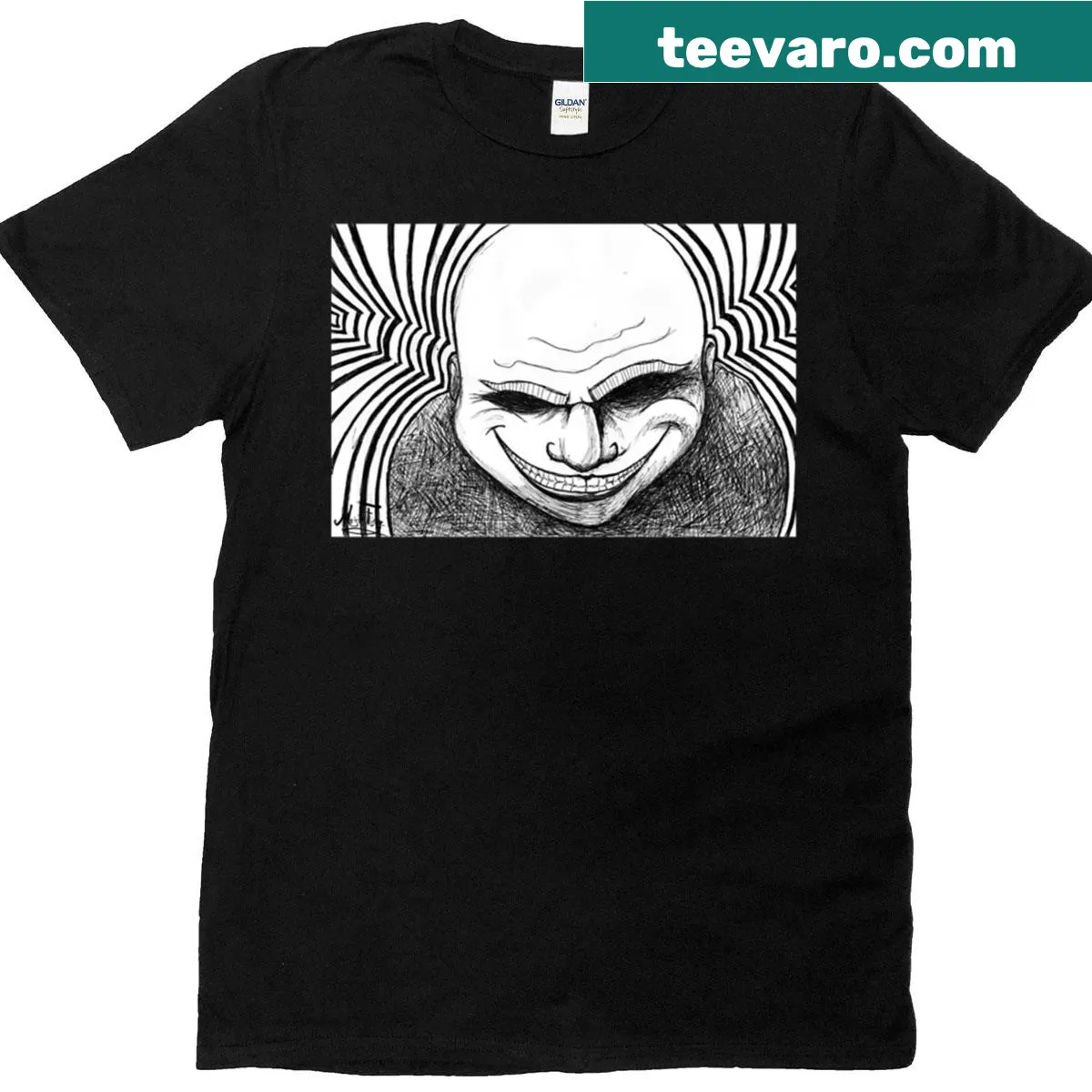 Simple dark oversized t-shirt with minimalist design — on a men's t-shirt
