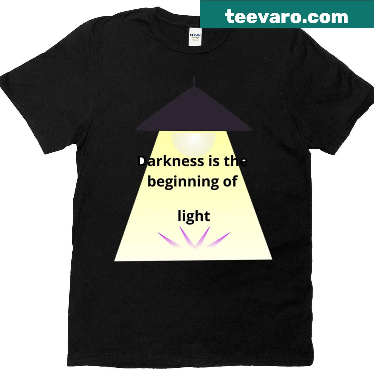 Inspirational quote t-shirt with text about darkness and light — on a men's t-shirt