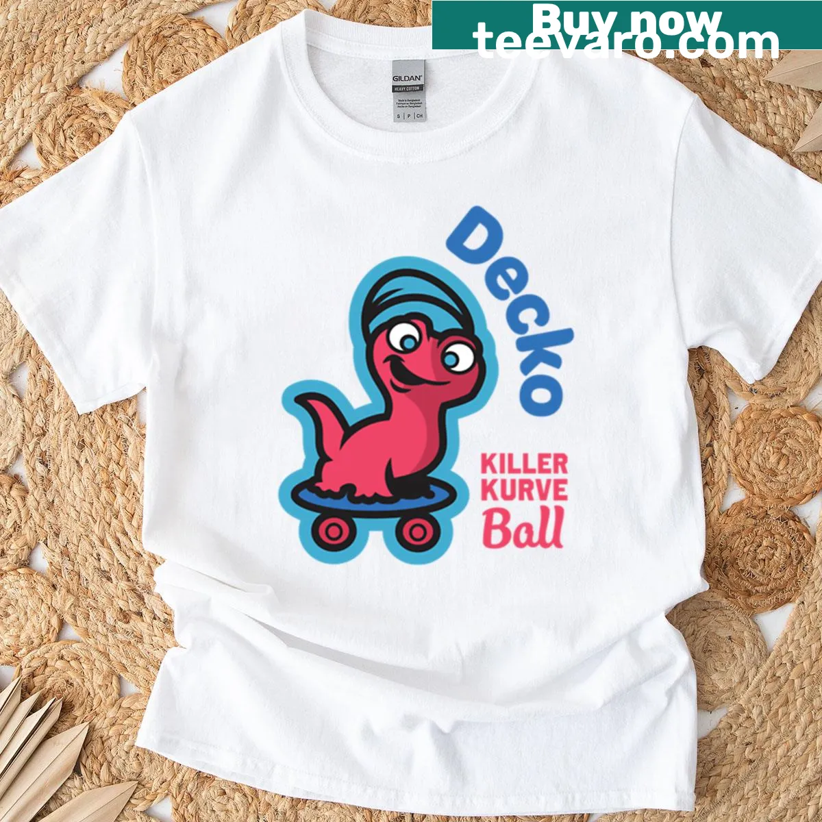 Minimalist Decko T-shirt featuring abstract hand-lettered design — on a men's t-shirt