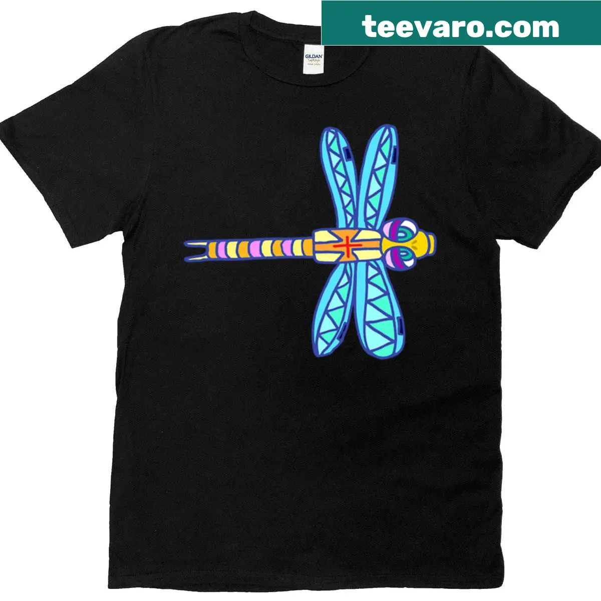Illustrated dragonfly graphic t-shirt with a whimsical design — on a men's t-shirt