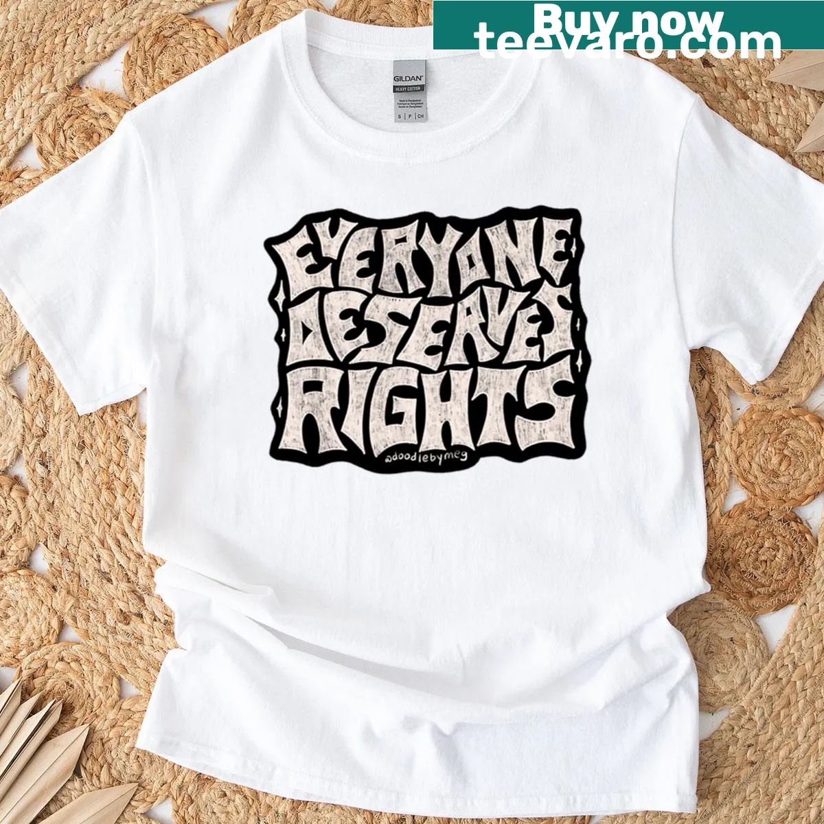 Oversized Everyone Deserves Rights T-shirt with bold typography — on a men's t-shirt