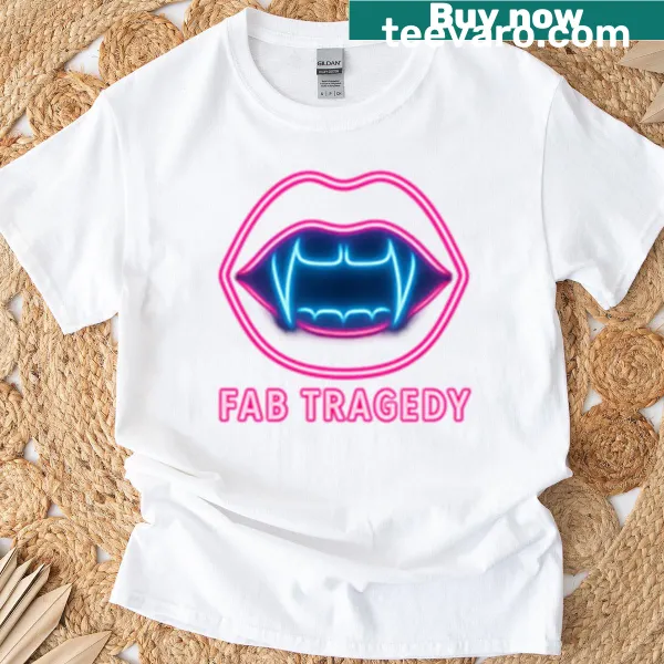 Bold oversized T-shirt with neon vamp lips illustration