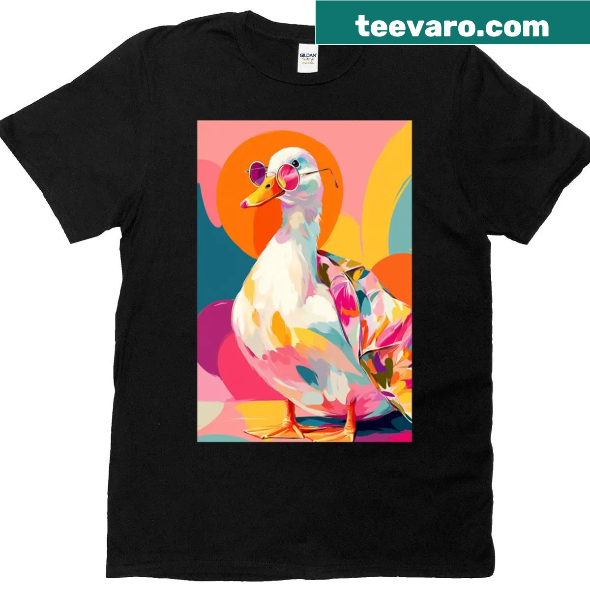 Cartoon duck graphic t-shirt with fashionable design — on a men's t-shirt