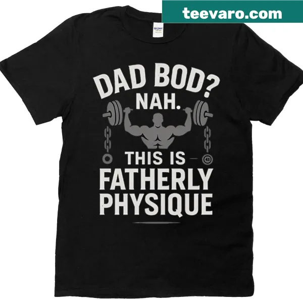 Funny t-shirt celebrating the dad bod with playful typography