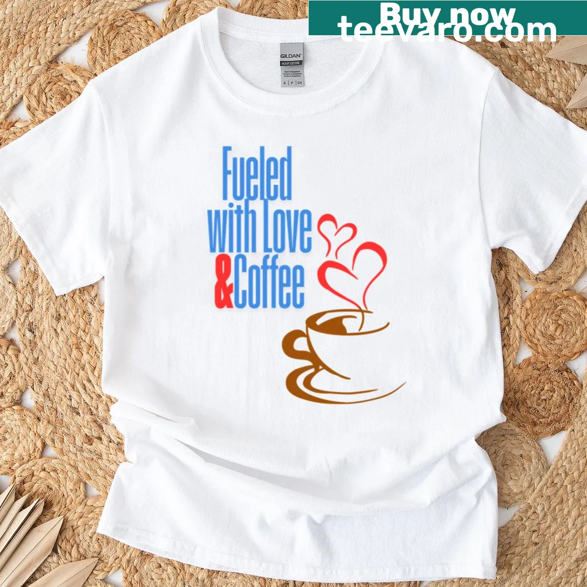 Heartwarming design featuring coffee and love on a T-shirt. — on a men's t-shirt
