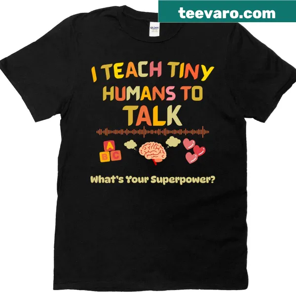 Boxy tee celebrating speech language pathologists with humorous text