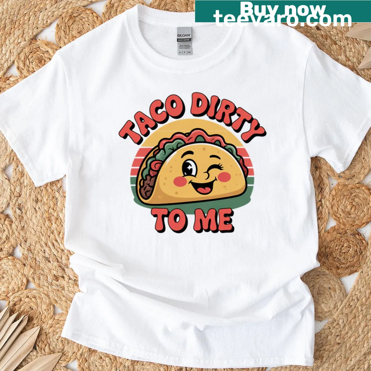 T-shirt with a funny taco graphic and playful design — on a men's t-shirt