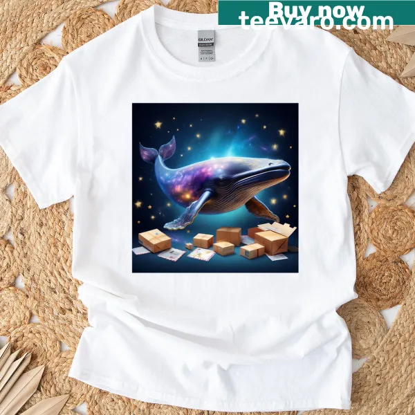 Oversized T-shirt with galactic whale cosmic mail design