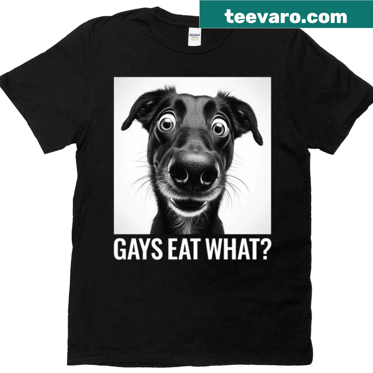 Funny LGBTQ humor t-shirt with playful text design — on a men's t-shirt