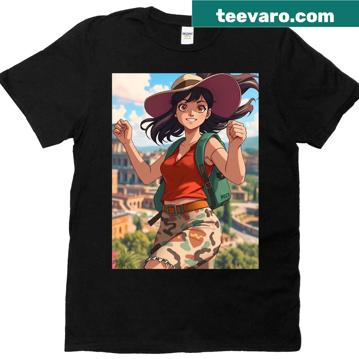 Travel-inspired t-shirt for hiking and exploring Rome — on a men's t-shirt