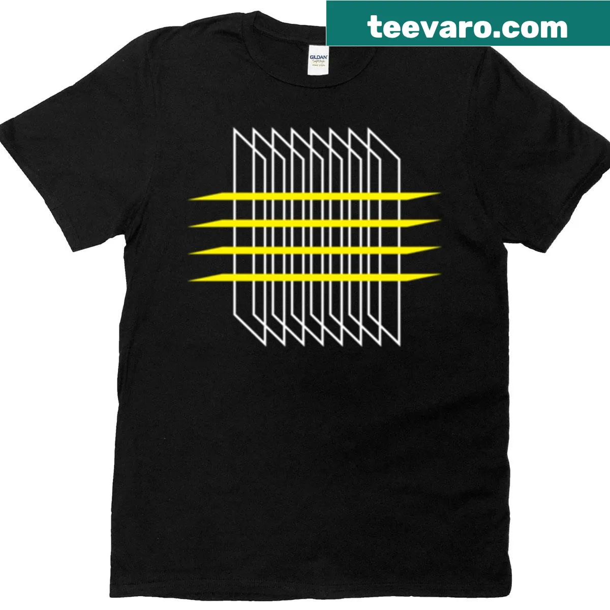 Minimalistic t-shirt with geometric shapes and clean lines — on a men's t-shirt