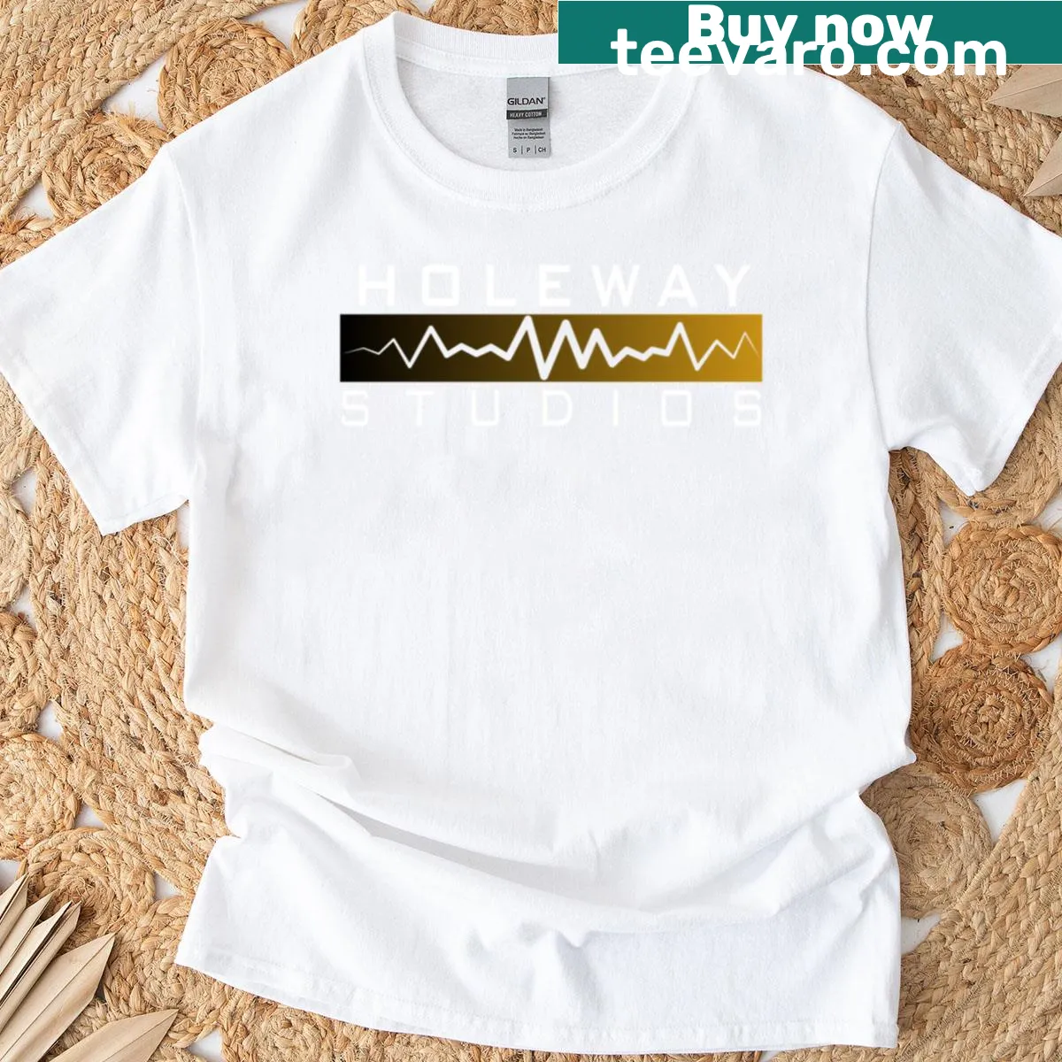 Oversized t-shirt with Holeway Studios official merchandise design — on a men's t-shirt
