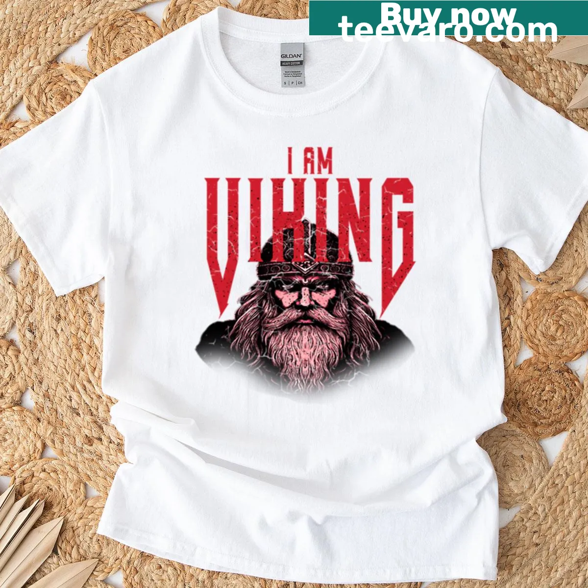 Text t-shirt proudly stating 'I Am Viking' in rugged font — on a men's t-shirt
