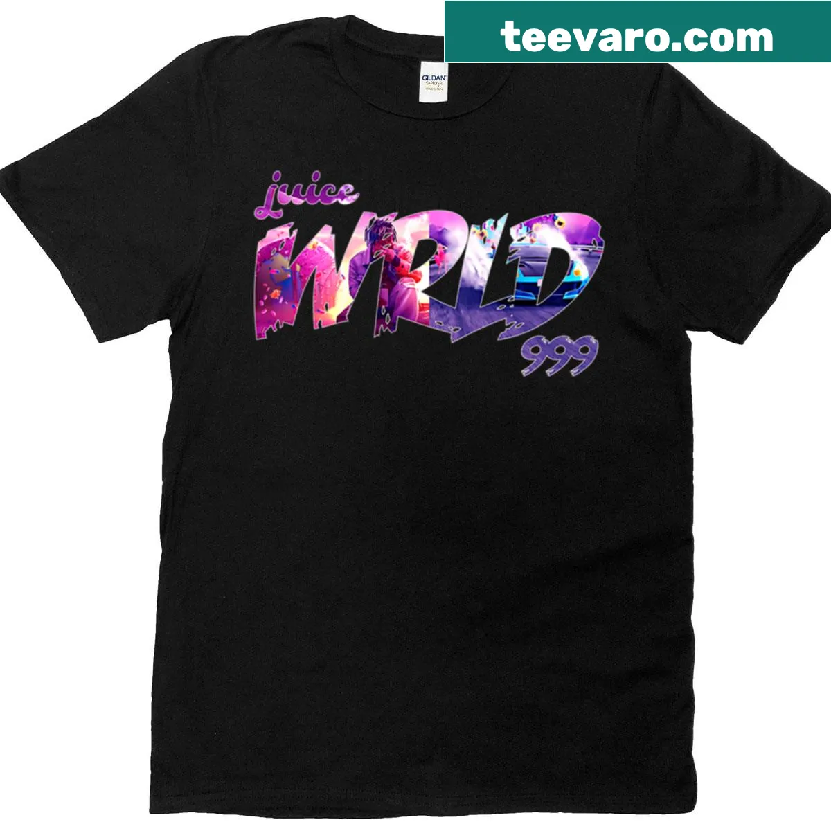 T-shirt featuring the '999' emblem in a simple design honoring Juice Wrld — on a men's t-shirt