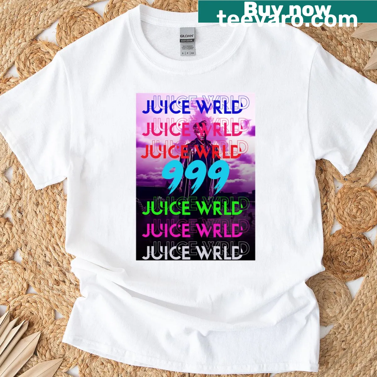 Tribute t-shirt for Juice Wrld with artistic design — on a men's t-shirt