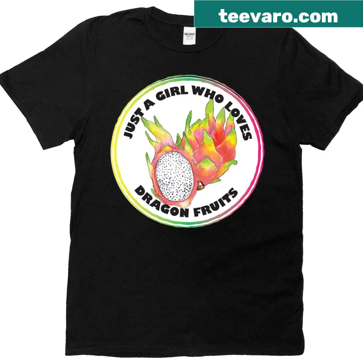 Illustrated T-shirt featuring a dragon fruit design, perfect for food lovers. — on a men's t-shirt