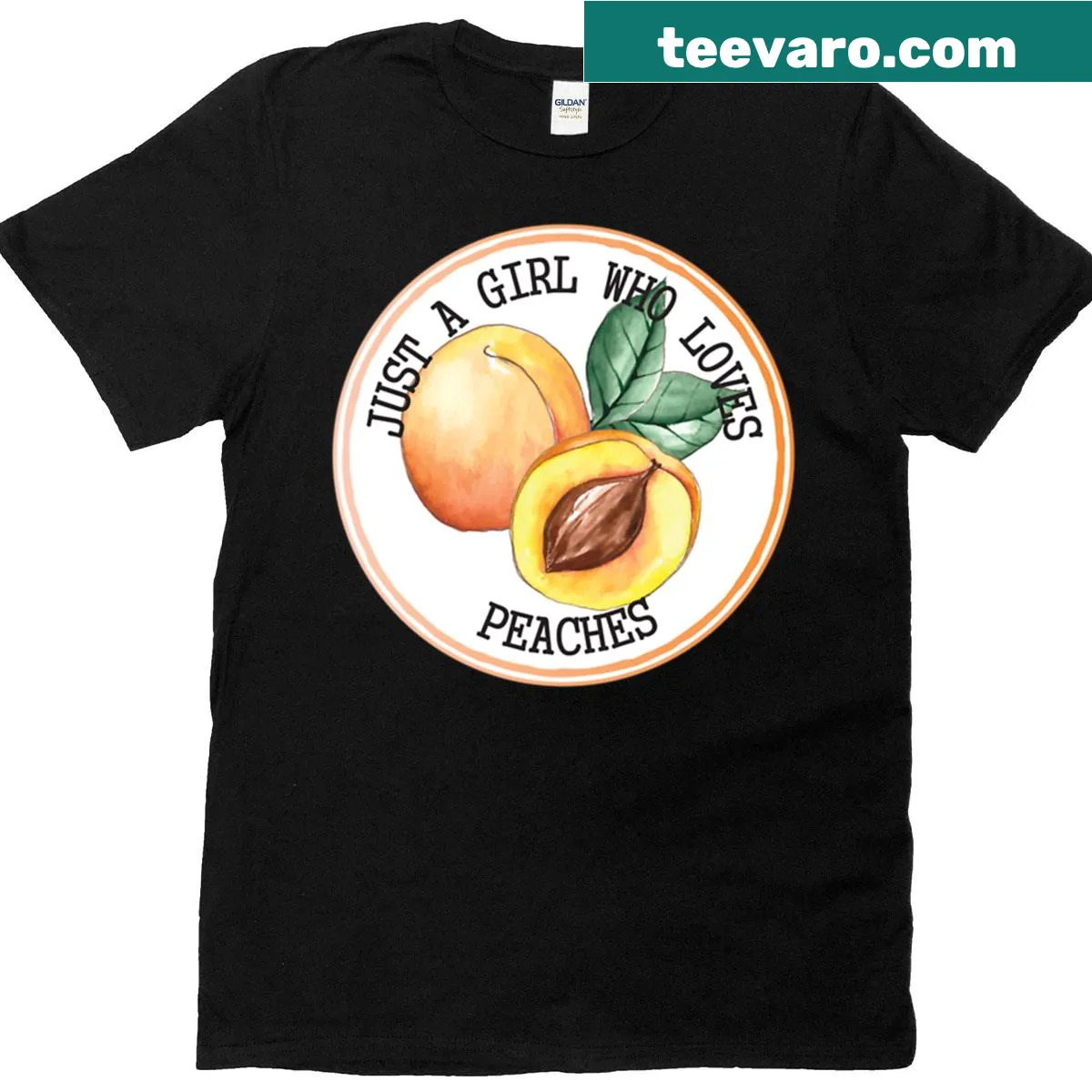 Illustration of a peach with text on a T-shirt — on a men's t-shirt
